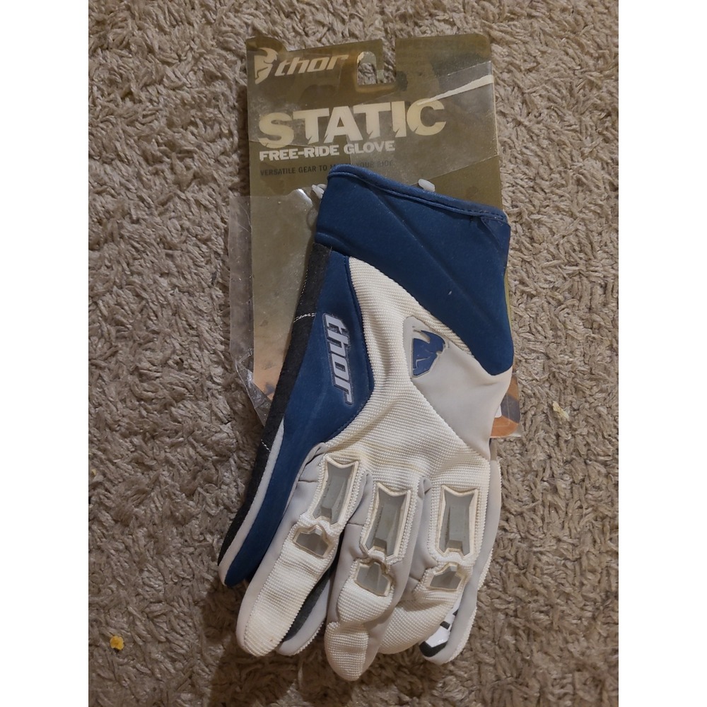 Thor Static Free-Ride S8 Gloves, Blue/White Motorcross, Dirt Bike Men's XXL (12)